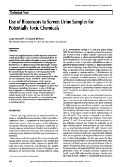 Use of Biosensors to Screen Urine Samples for Potentially Toxic