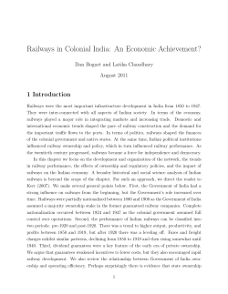 Railways in Colonial India: An Economic Achievement?