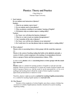 Phonics: Theory and Practice