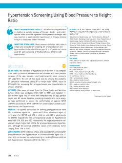 Hypertension Screening Using Blood Pressure to Height Ratio