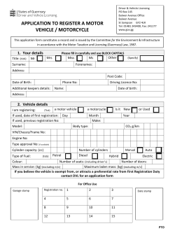 APPLICATION TO REGISTER A MOTOR VEHICLE / MOTORCYCLE