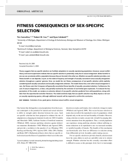 FITNESS CONSEQUENCES OF SEX
