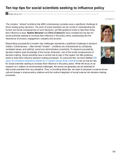 Ten top tips for social scientists seeking to influence policy