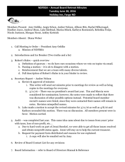 NDFBSA &ndash; Annual Board Retreat Minutes Tuesday June 28, 2016