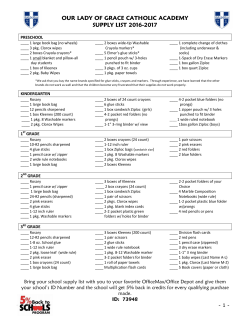 our lady of grace catholic academy supply list 2016-2017