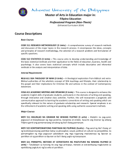 Course Descriptions - Adventist University of the Philippines