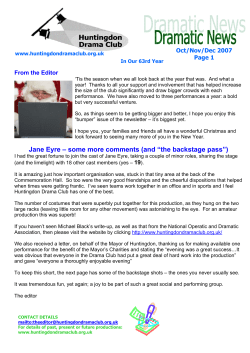 Jane Eyre &ndash; some more comments (and &ldquo;the backstage pass&rdquo;)