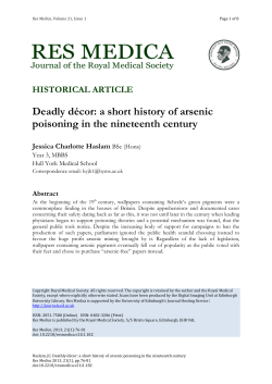 a short history of arsenic poisoning in the nineteenth century
