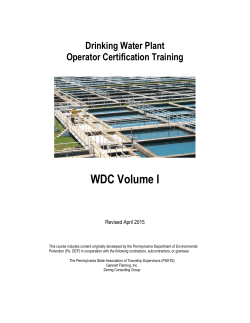 Drinking Water Plant Operator Certification Training WDC