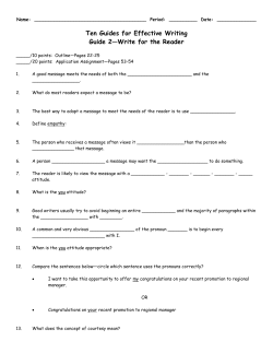 Ten Guides for Effective Writing Guide 2&mdash;Write for the Reader