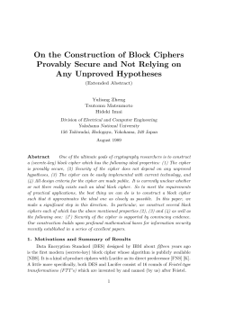 On the Construction of Block Ciphers Provably
