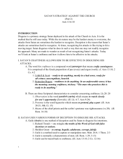 SATAN`S STRATEGY AGAINST THE CHURCH Acts 13:610