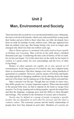 Unit 2 Man, Environment and Society