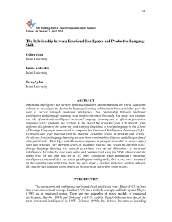 The Relationship between Emotional Intelligence and Productive