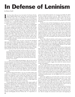 In Defense of Leninism - International Socialist Organization