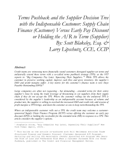 Terms Pushback and the Supplier Decision Tree with the