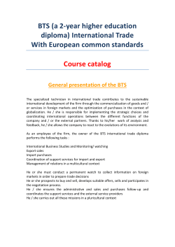 BTS (a 2-year higher education diploma) International Trade With