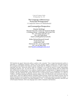 The Language of Democracy: Vernacular Or Esperanto?