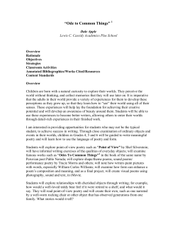 Ode to Common Things - Teachers Institute of Philadelphia