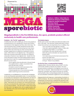 MegaSporeBiotic: Literature Handout
