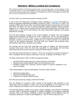 Attention! Military Lending Act Compliance
