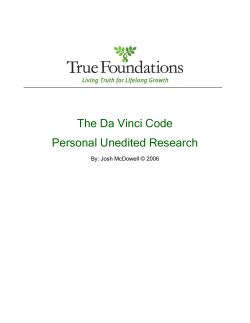 The Da Vinci Code Personal Unedited Research