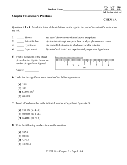 Chapter 0 Homework Problems CHEM 1A (a) 5.08 (b) 508