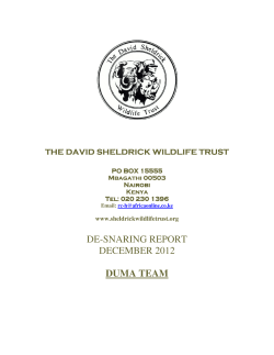 DE-SNARING REPORT DECEMBER 2012 DUMA TEAM