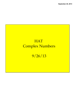 HAT Complex Numbers 9/26/13 - School District of Clayton