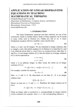 Applications of Linear Diophantine Equations in Teaching
