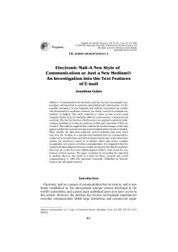 An Investigation into the Text Features of E-mail