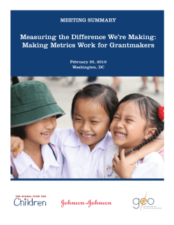 Measuring the Difference We`re Making: Making Metrics Work for