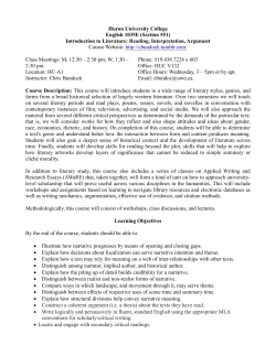 Huron University College English 1035E (Section 551) Introduction