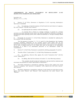 AMENDMENTS TO POLICY STATEMENT TO REGULATION 21