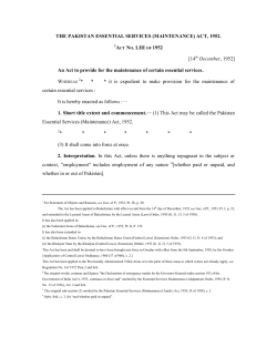 THE PAKISTAN ESSENTIAL SERVICES (MAINTENANCE)