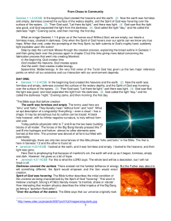 From Chaos to Community Genesis 1:1