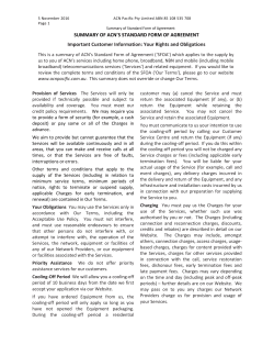 summary of acn`s standard form of agreement