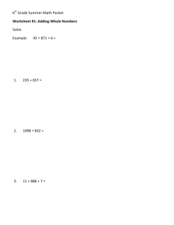 6th Grade Summer Math Packet Worksheet #1: Adding Whole