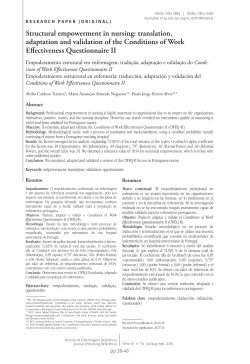 Structural empowerment in nursing: translation, adaptation and