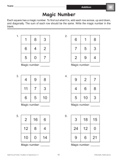 Magic Number - edWorksheets.com