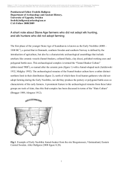 A short note about Stone Age farmers who did not adopt elk hunting