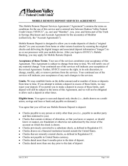 Mobile Deposit Services Agreement - Hudson Valley Federal Credit