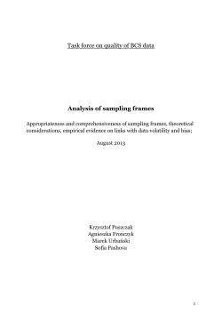 Task force on quality of BCS data Analysis of sampling
