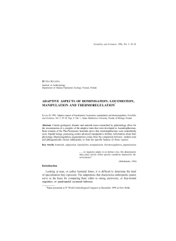 ADAPTIVE ASPECTS OF HOMINISATION: LOCOMOTION