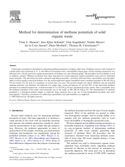 Method for determination of methane potentials of solid organic waste