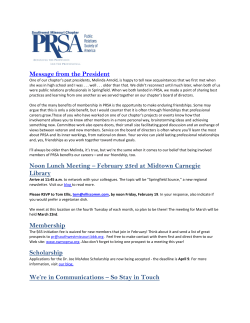 Message from the President Noon Lunch Meeting &ndash; February 23rd