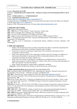 1 Curriculum vitae et studiorum of Dr. Antonella Leone 1