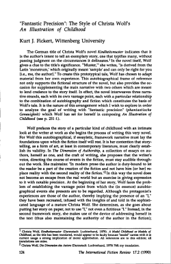 "Fantastic Precision": The Style of Christa Wolf`s An Illustration of