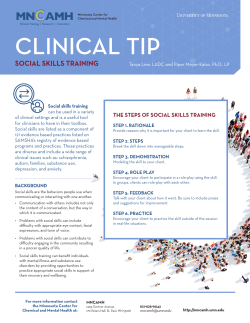 Social skills training - Minnesota Center For Chemical And Mental