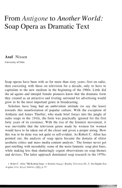 From Antigone to Another World: Soap Opera as Dramatic Text